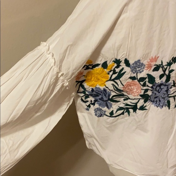 Zara Balloon Sleeve Embroidered Blouse - Picture 5 of 6